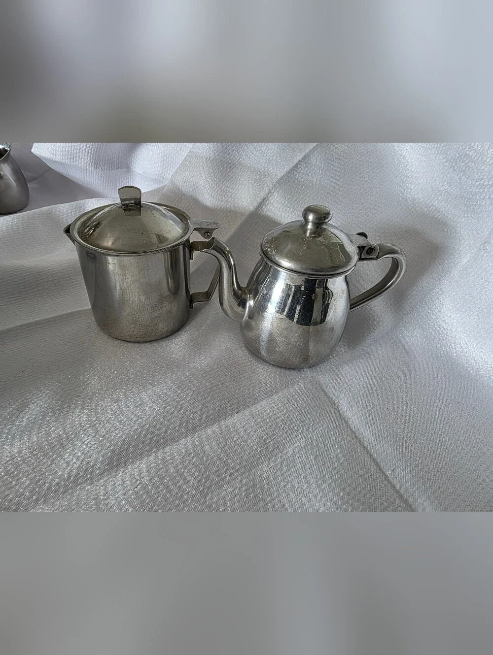 Silver Stainless Steel Sugar and Creamer Set